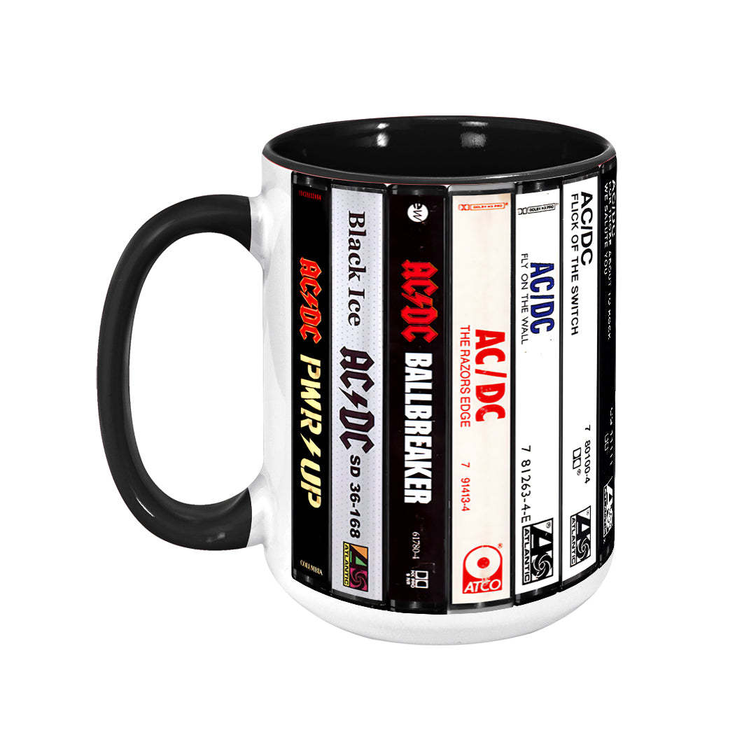 AC/DC Albums Cassette Collection Retro Accent Edge-to-Edge Printed Mug