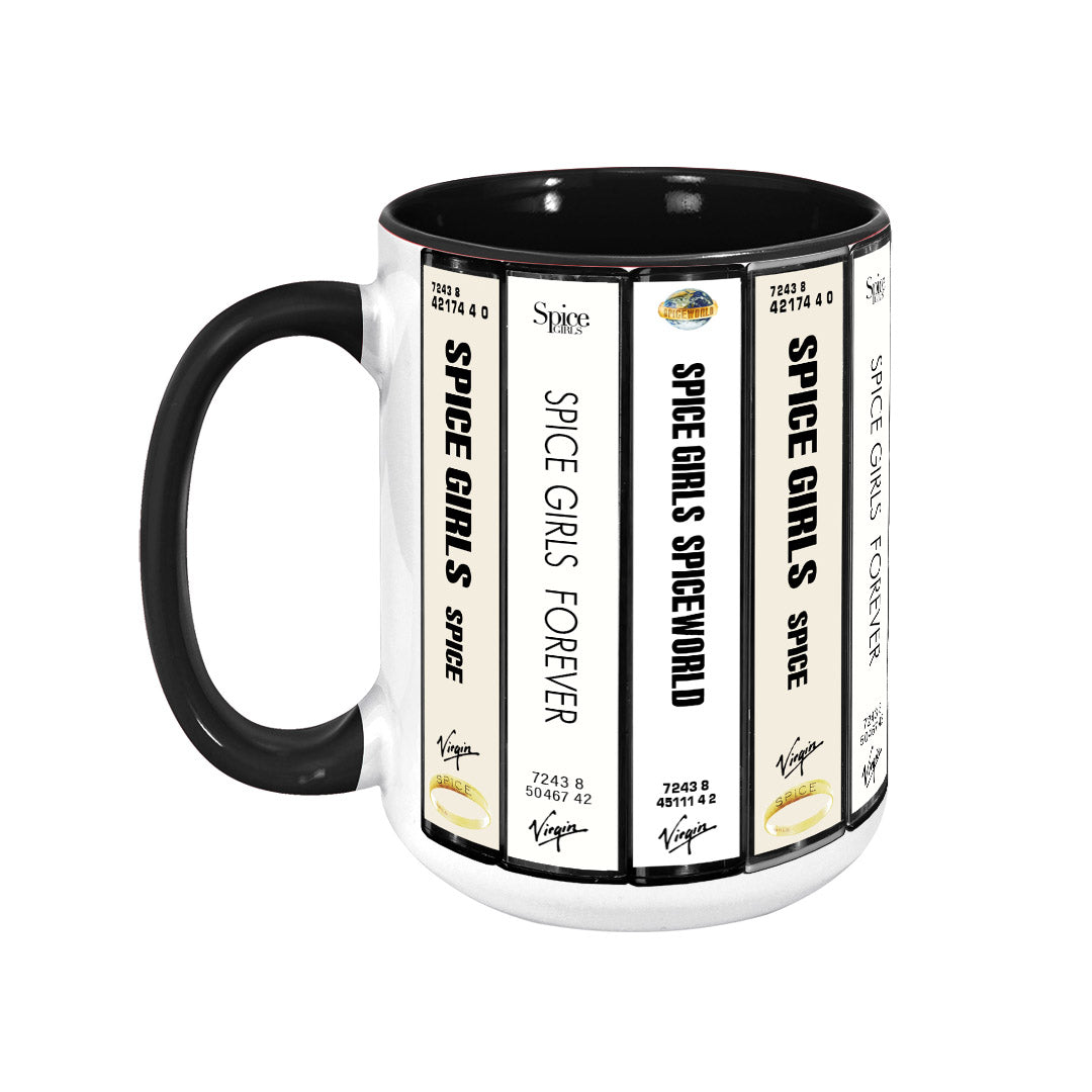 Spice Girls Albums Cassette Collection Retro Accent Edge-to-Edge Printed Mug