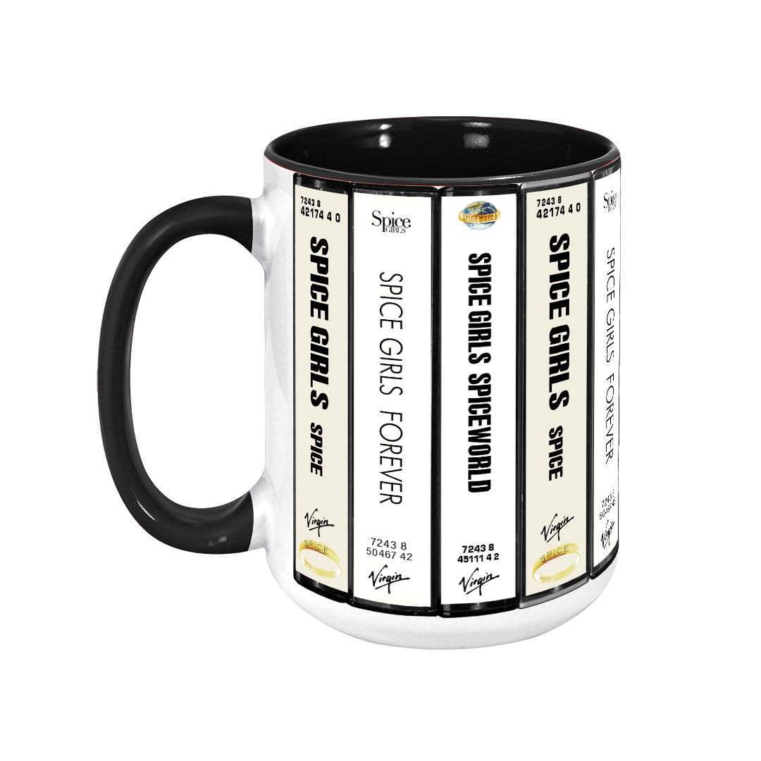 Spice Girls Albums Cassette Collection Retro Accent Edge-to-Edge Printed Mug