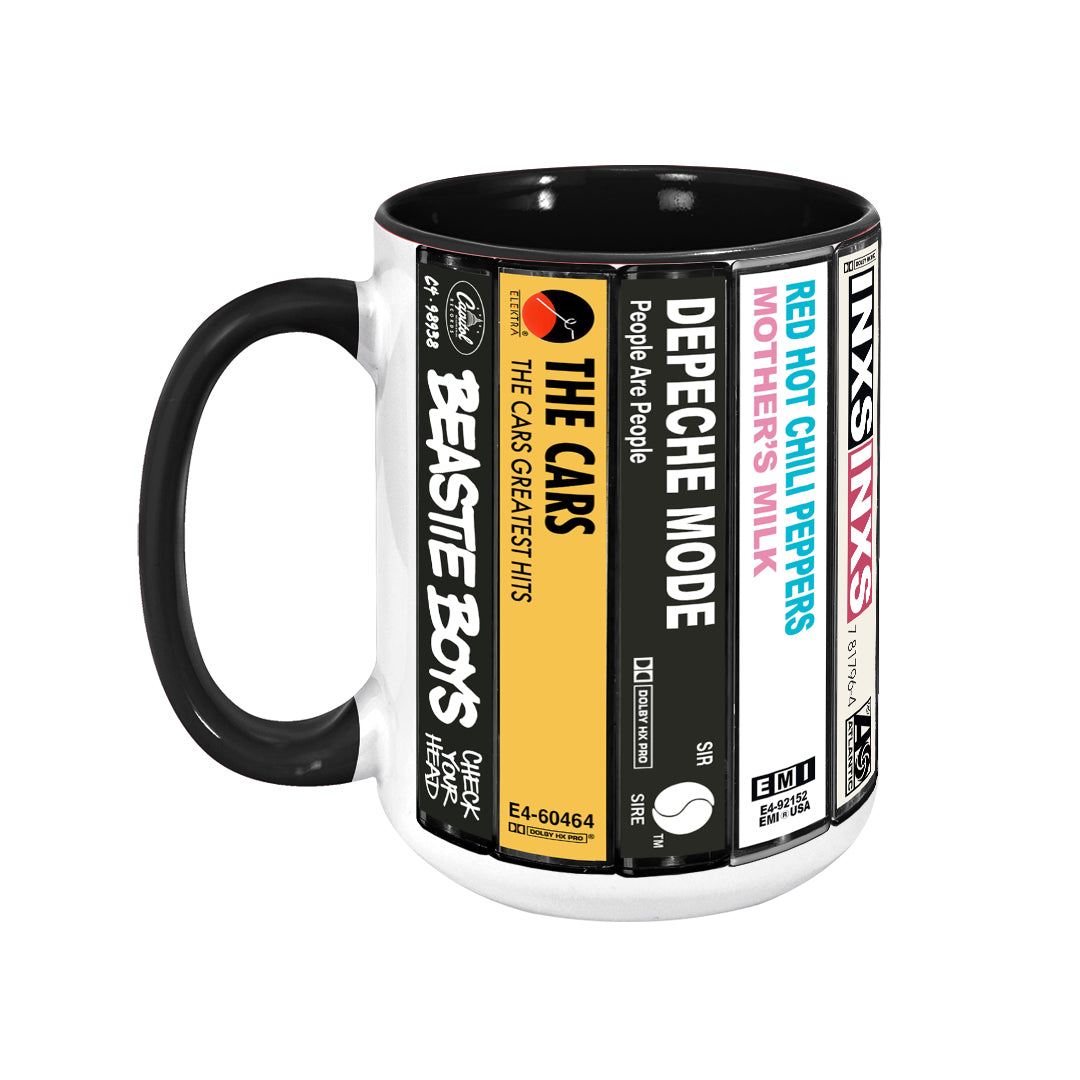 80's Rock Albums Cassette Collection Retro Accent Edge-to-Edge Printed Mug