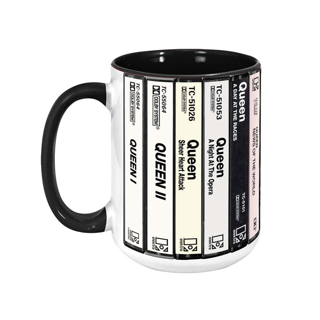 Queen Albums Cassette Collection Retro Accent Edge-to-Edge Printed Mug