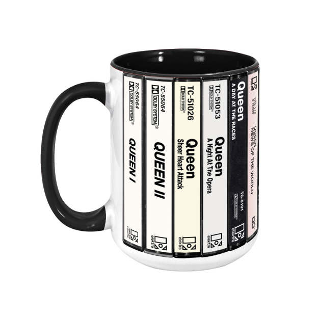Queen Albums Cassette Collection Retro Accent Edge-to-Edge Printed Mug