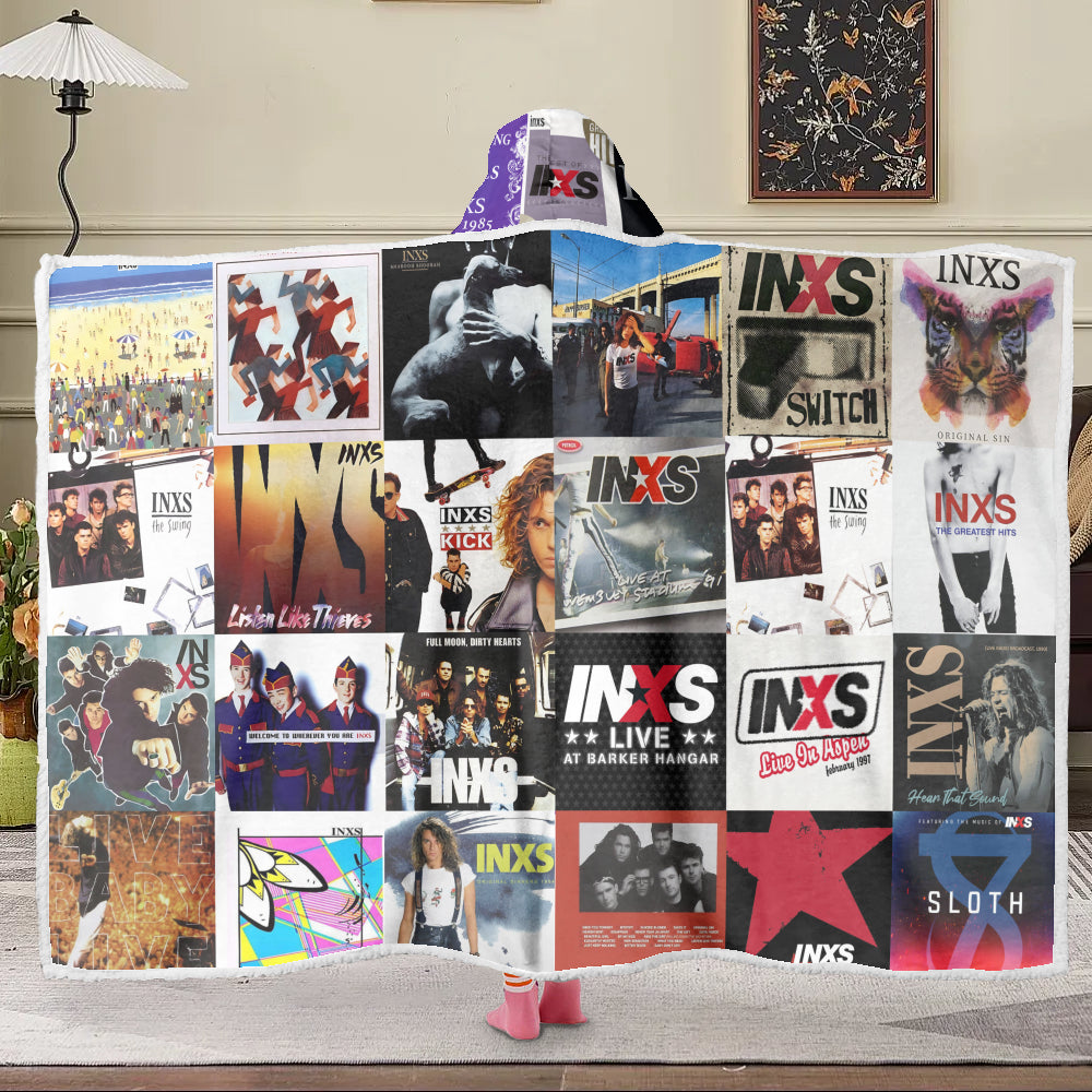 INXS Album Art Wearable Blanket Hoodie – Cozy Retro Rock Fan Gift, 80s Music Lover