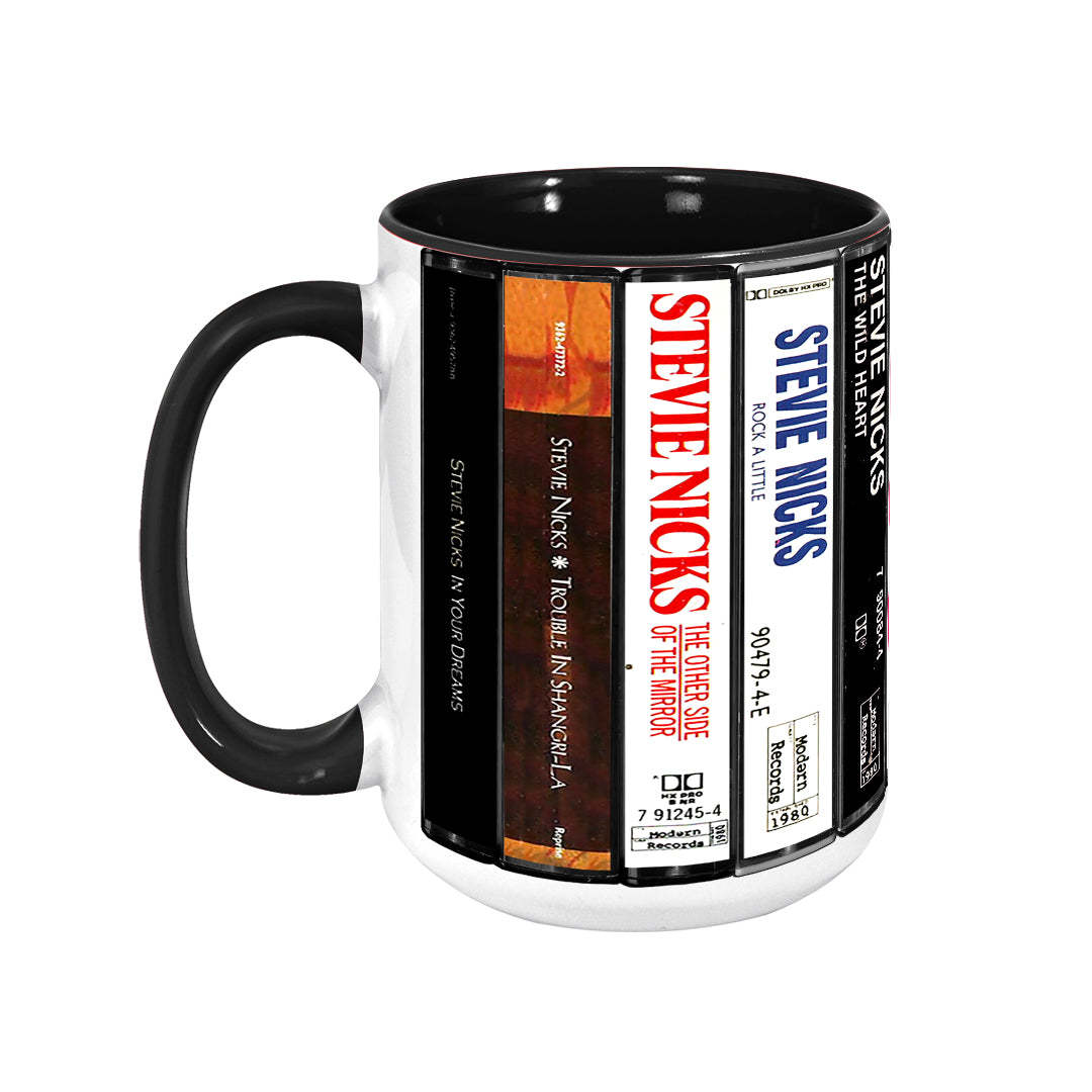 Stevie Nicks Albums Cassette Collection Retro Accent Mug