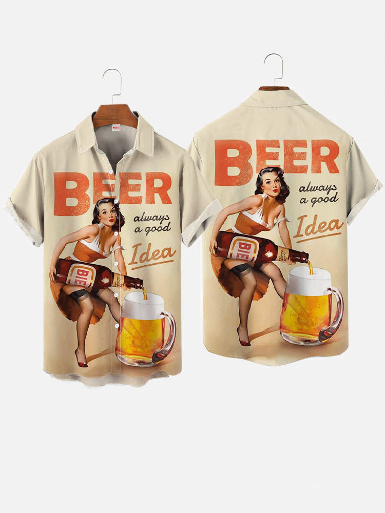  Vintage Pin Up Girl Poster Beauties And Bottles Printing Short Sleeve Shirt