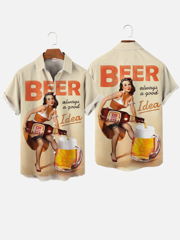  Vintage Pin Up Girl Poster Beauties And Bottles Printing Short Sleeve Shirt