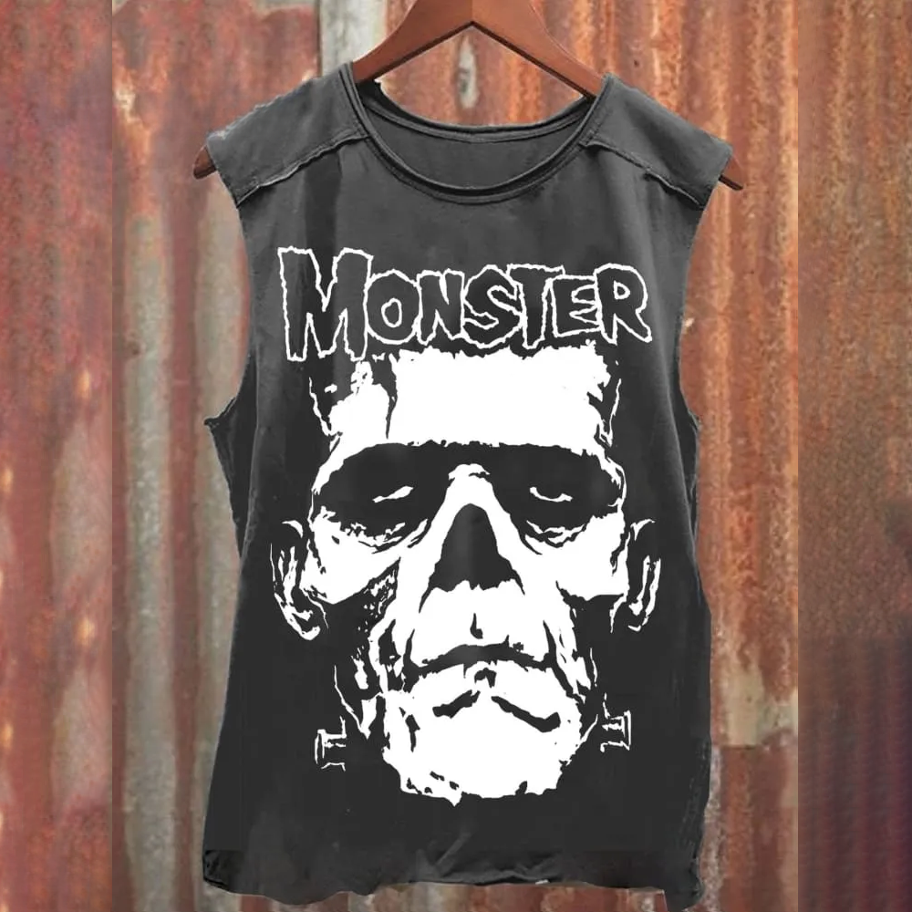 Unisex Monster Skull 100% cotton Tank Top