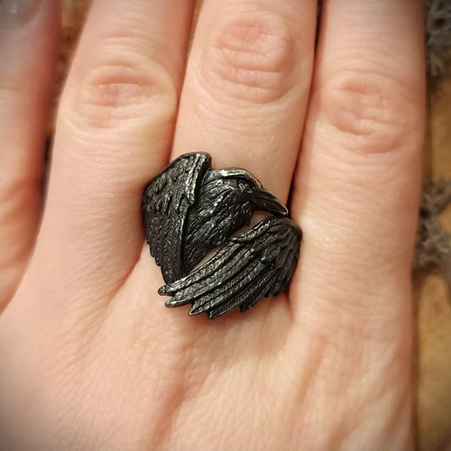 Dark Raven Open Ring | Mystical Symbol | Adjustable Ring