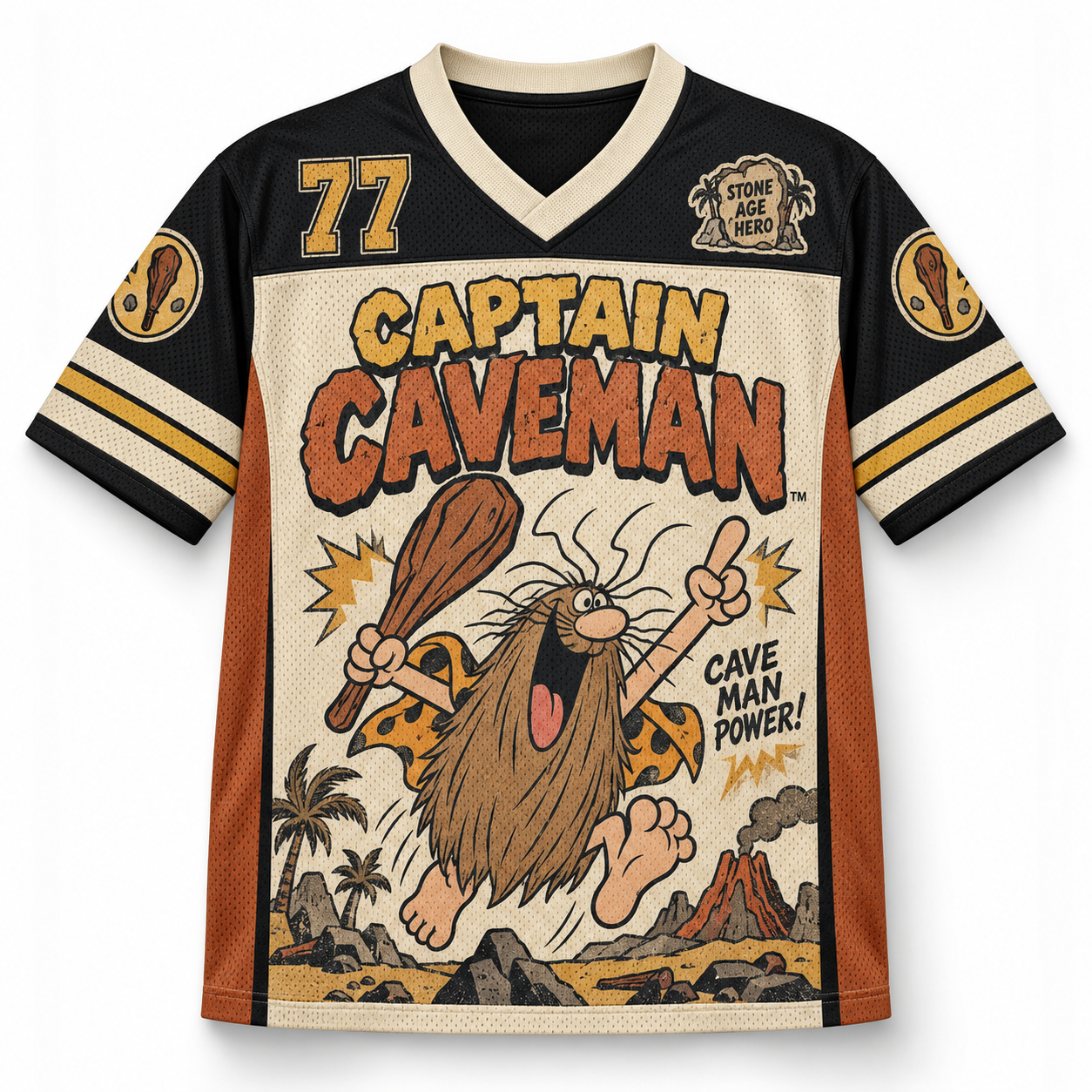 Captain Caveman Cave Man Power Stone Age Hero Retro Jersey Shirts