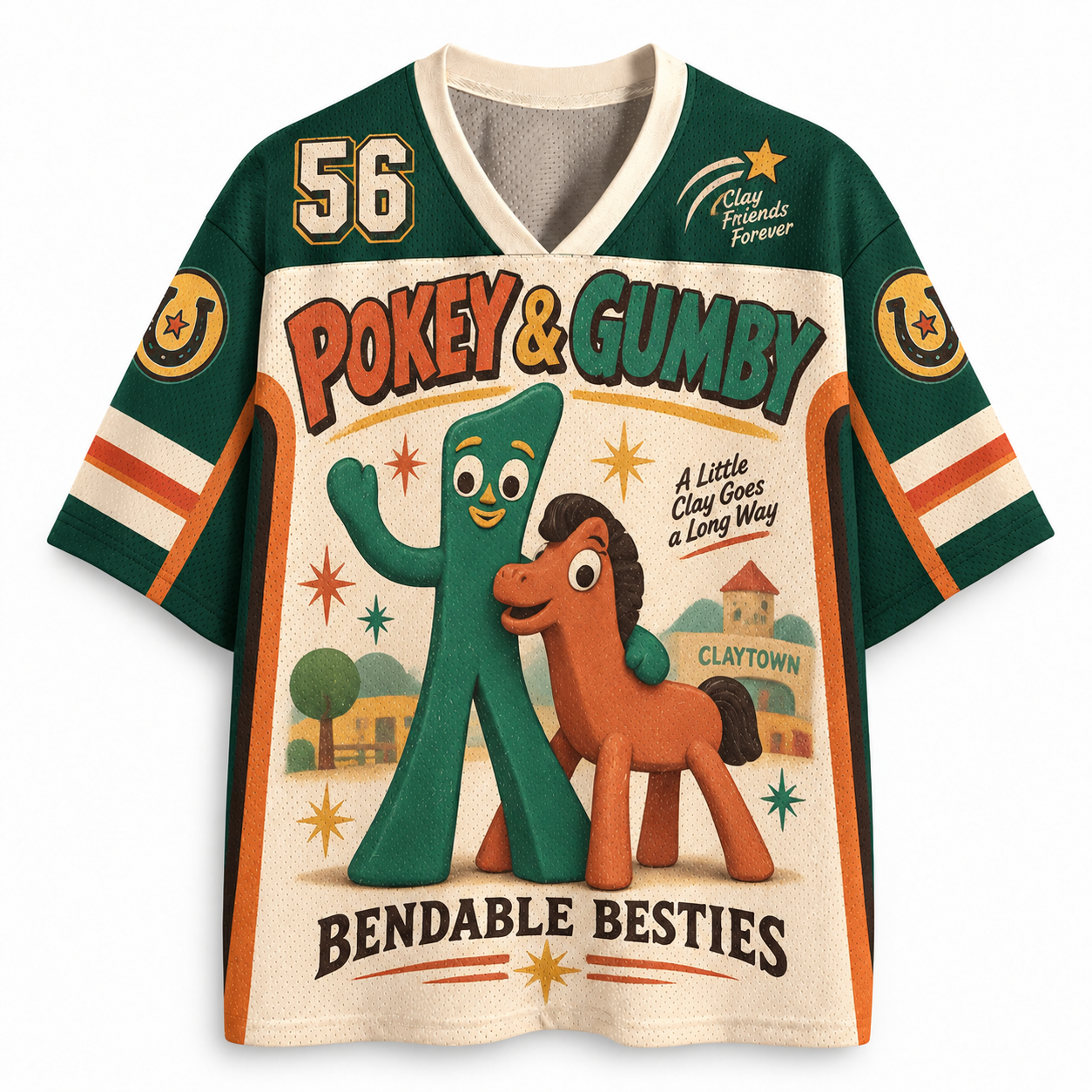 Pokey & Gumby Bendable Besties Claytown Retro Jersey Shirts