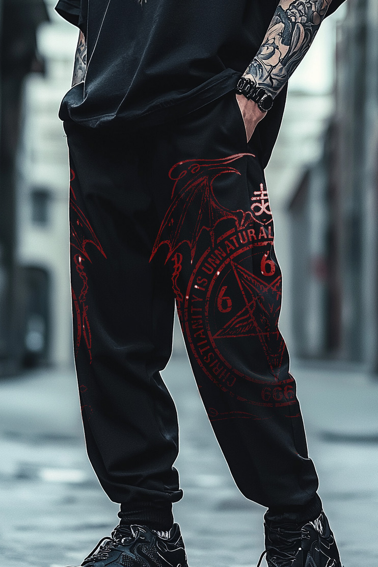 Art Print Track Pants Satanic Skull Totem Unisex Casual Sweatpants