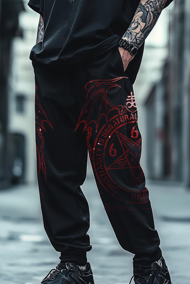 Art Print Track Pants Satanic Skull Totem Unisex Casual Sweatpants