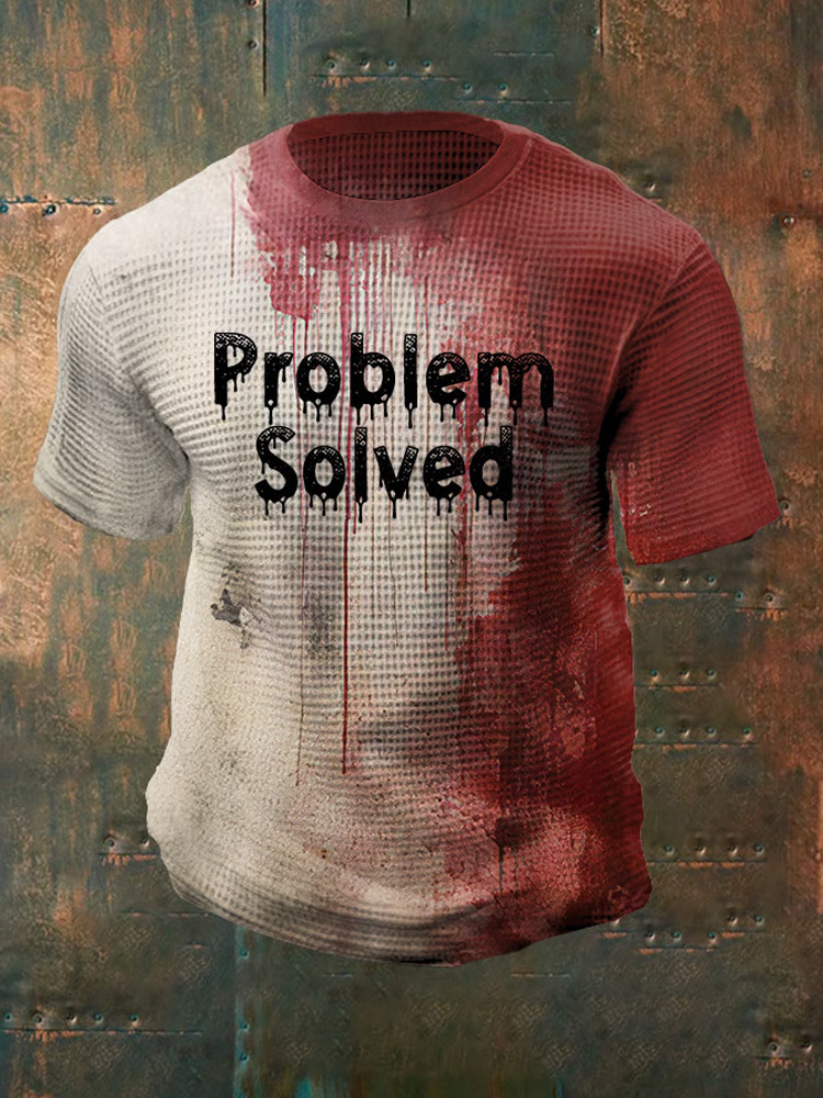 Men's Bloody Problem Solved Halloween Waffle Crew Neck T-shirt