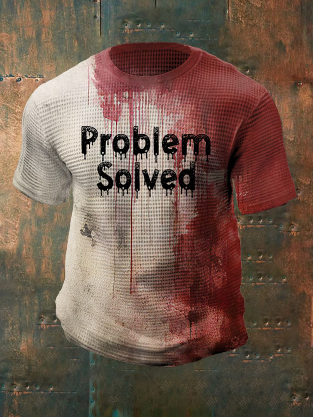 Men's Bloody Problem Solved Halloween Waffle Crew Neck T-shirt