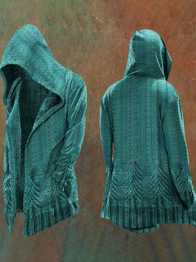 Christmas Tree Knit Jacquard Hooded Jacket