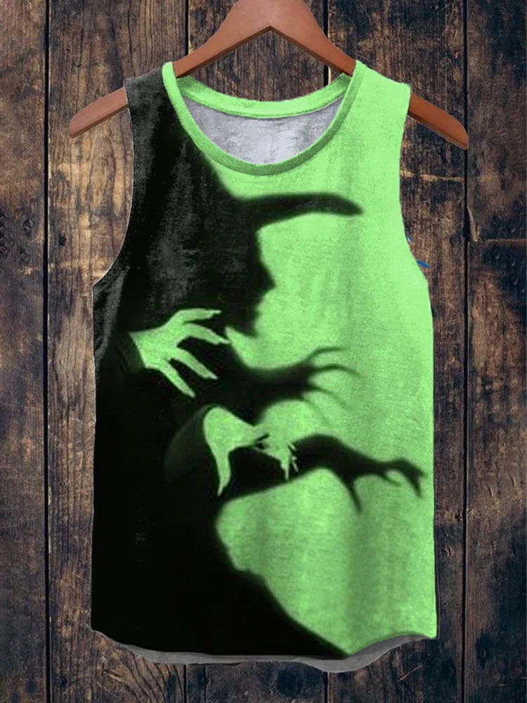 Women's Halloween Witch Shadow Print Casual Tank Top
