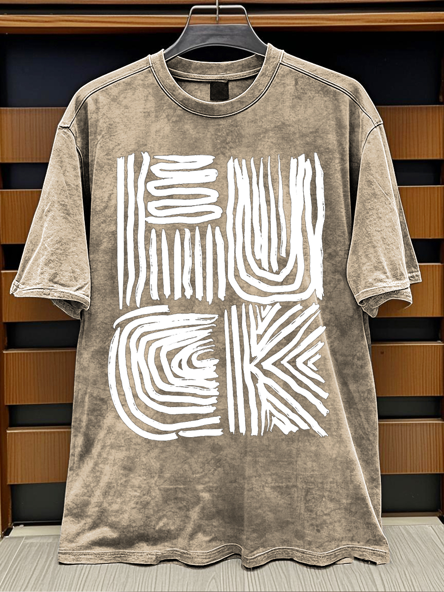 Fuck Print Retro Distressed Washed Cotton T-shirt