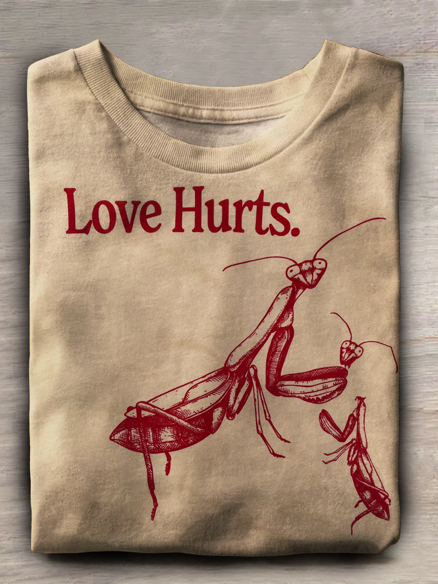 Love Hurts Print Casual Short Sleeve Top