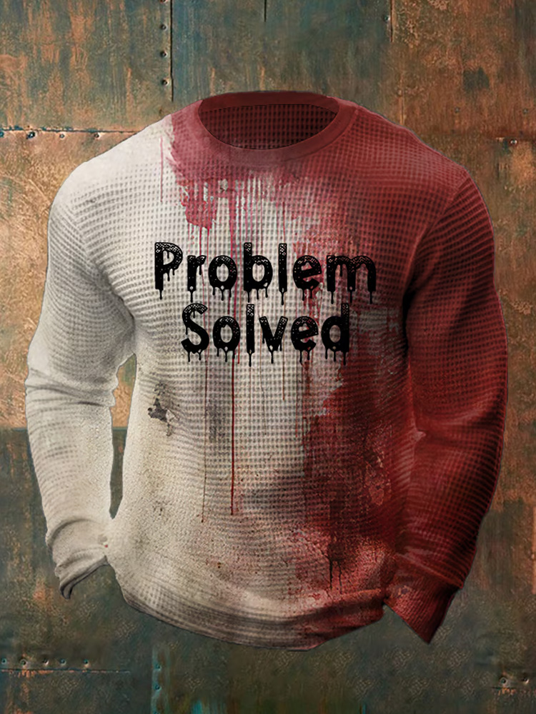 Men's Bloody Problem Solved Halloween Waffle Long Sleeve T-shirt