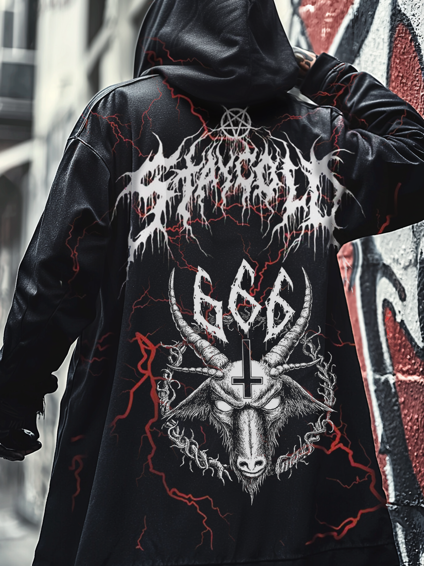 Men's Satanic Blood Devil Goat 666 Skull Priest 3D Printed Casual Hood