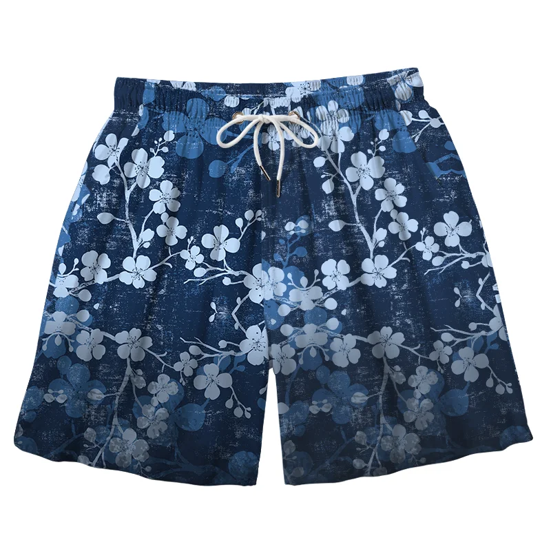  Midnight Blossoms Aloha Mens Swim Trunks