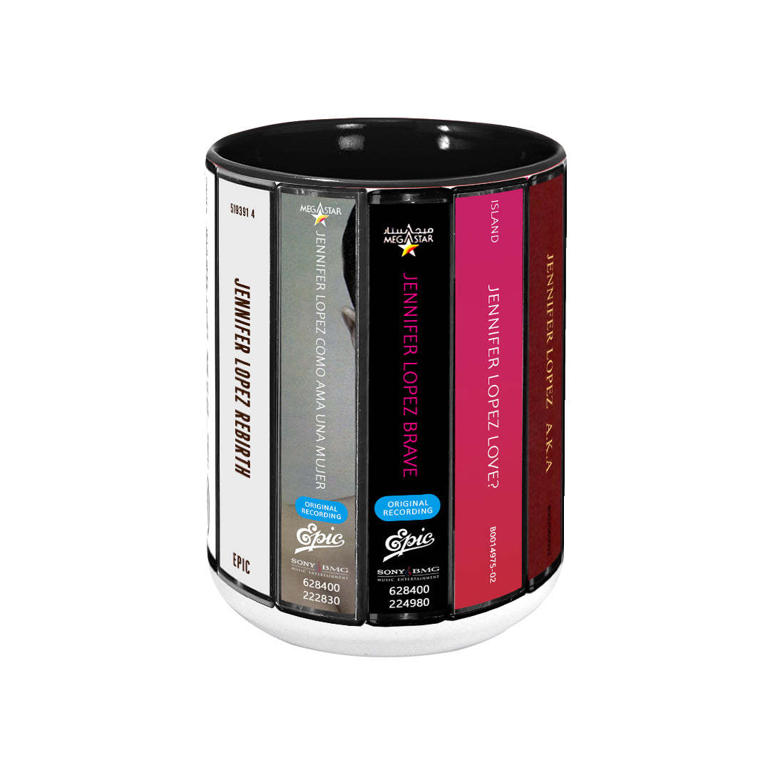 Jennifer Lopez Albums Cassette Collection Retro Accent Edge-to-Edge Printed Mug
