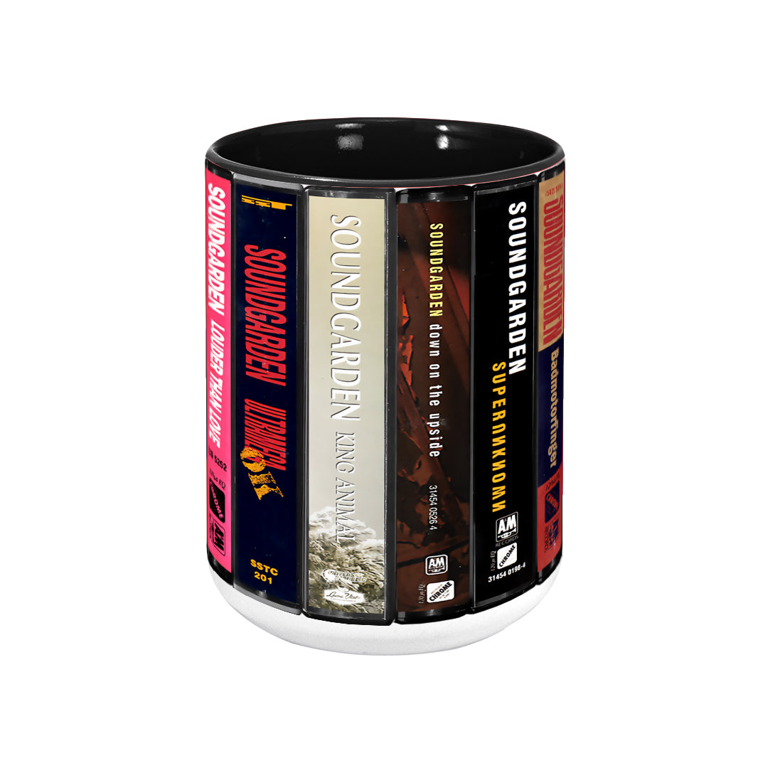 Soundgarden Albums Cassette Collection Retro Accent Edge-to-Edge Printed Mug