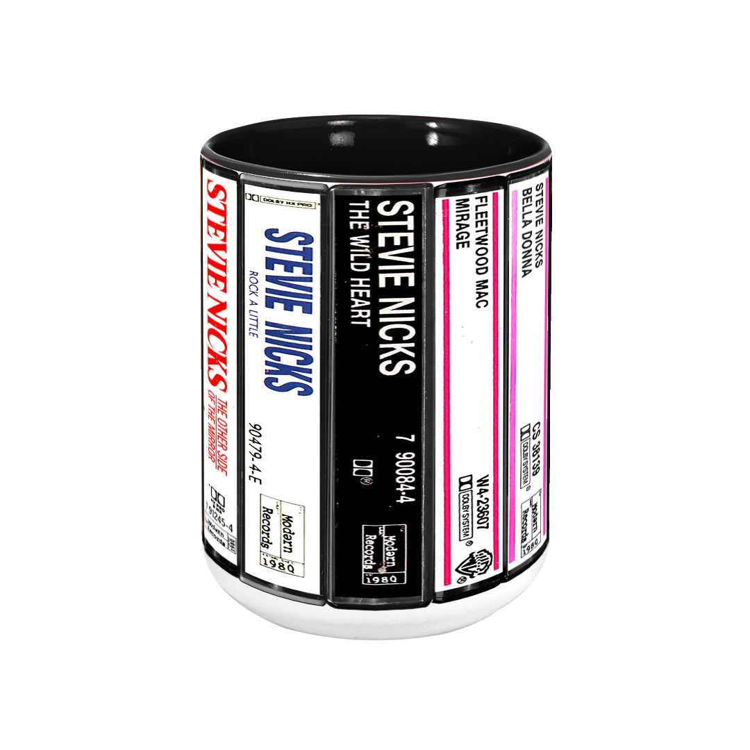 Stevie Nicks Albums Cassette Collection Retro Accent Mug