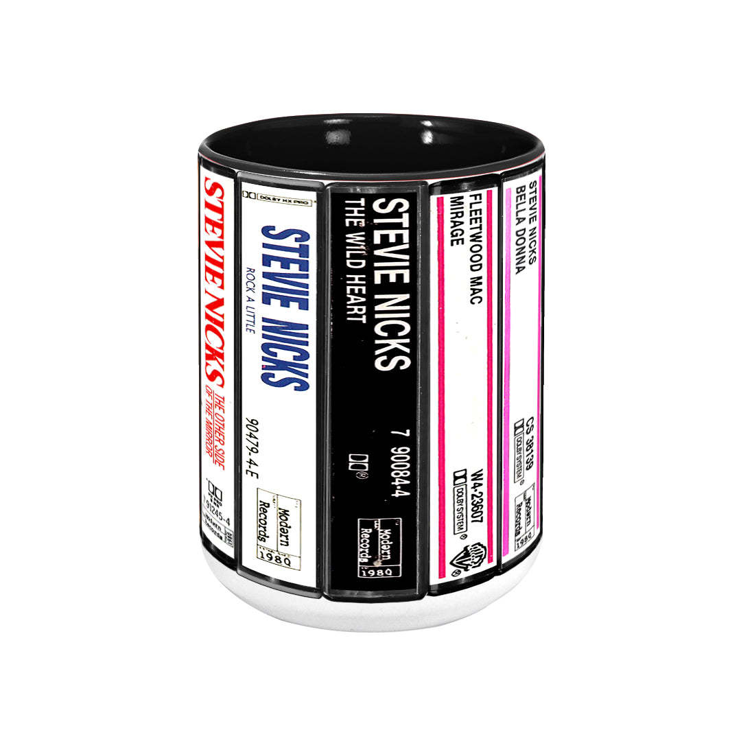 Stevie Nicks Albums Cassette Collection Retro Accent Mug