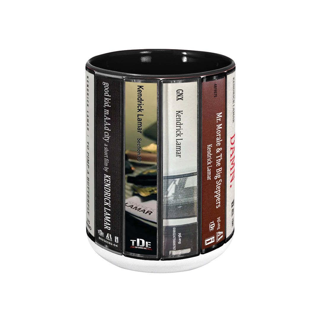 Kendrick Lamar Albums Cassette Collection Retro Accent Edge-to-Edge Printed Mug