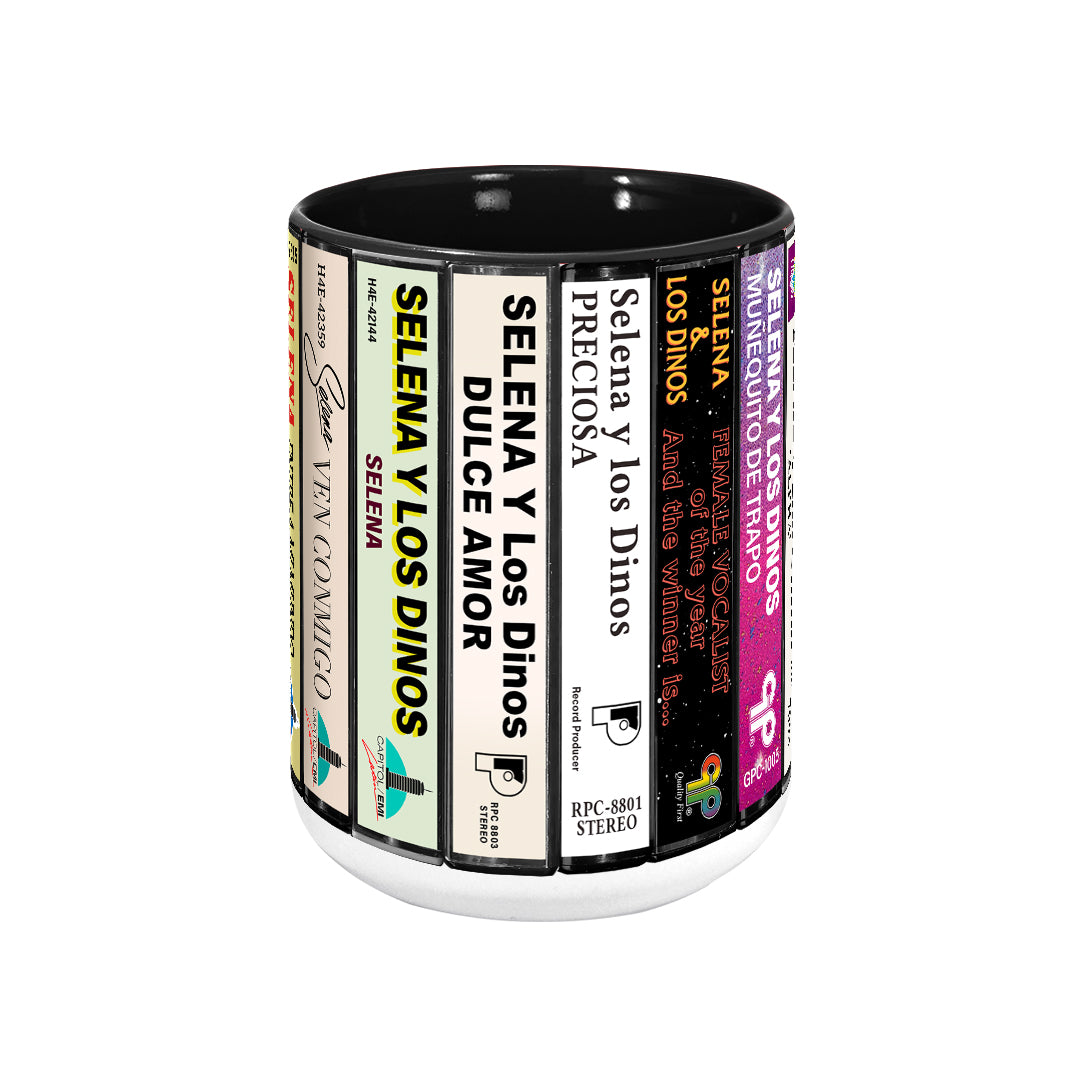 Selena Albums Cassette Collection Retro Accent Edge-to-Edge Printed Mug