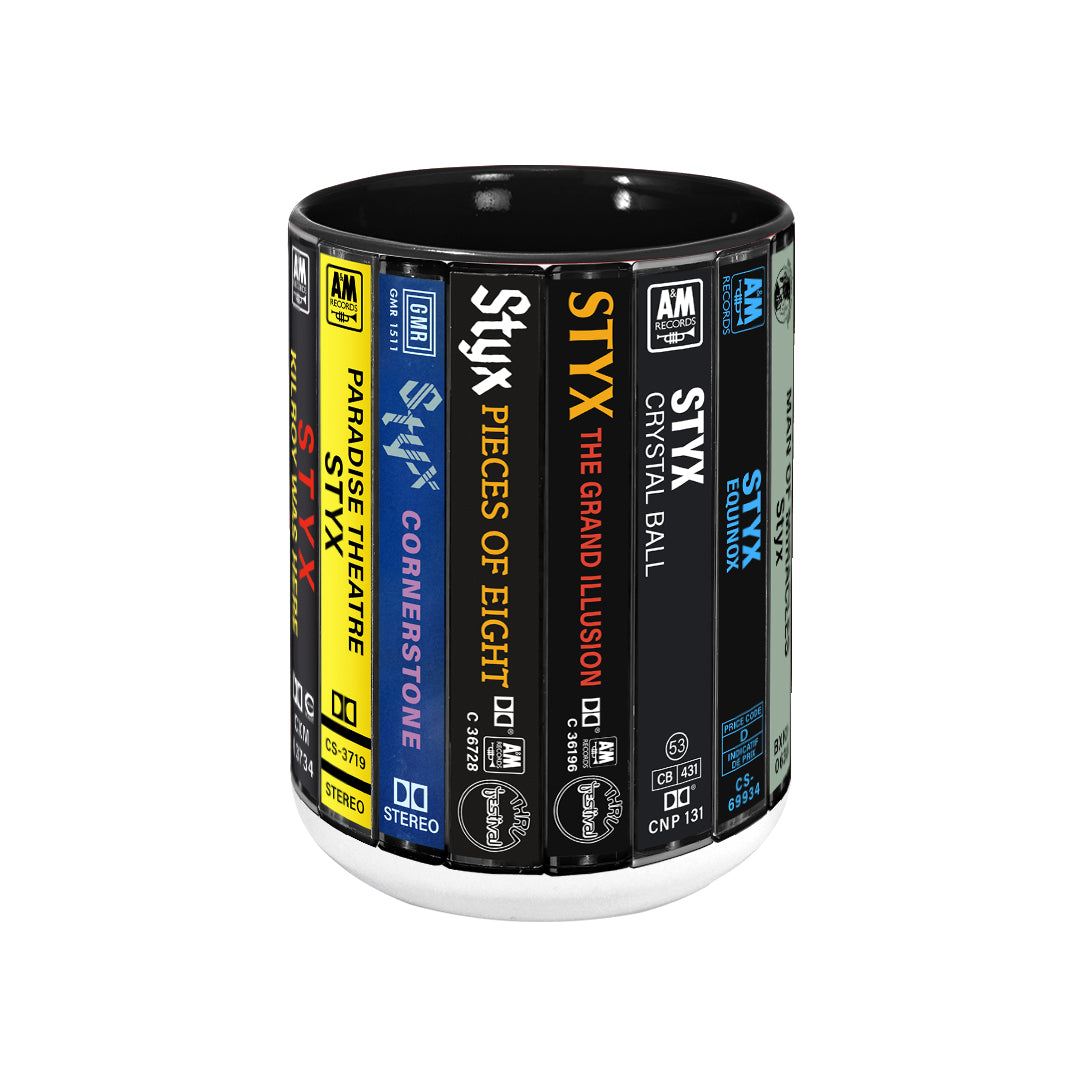 Styx & Dennis DeYoung Albums Cassette Collection Retro Accent Edge-to-Edge Printed Mug
