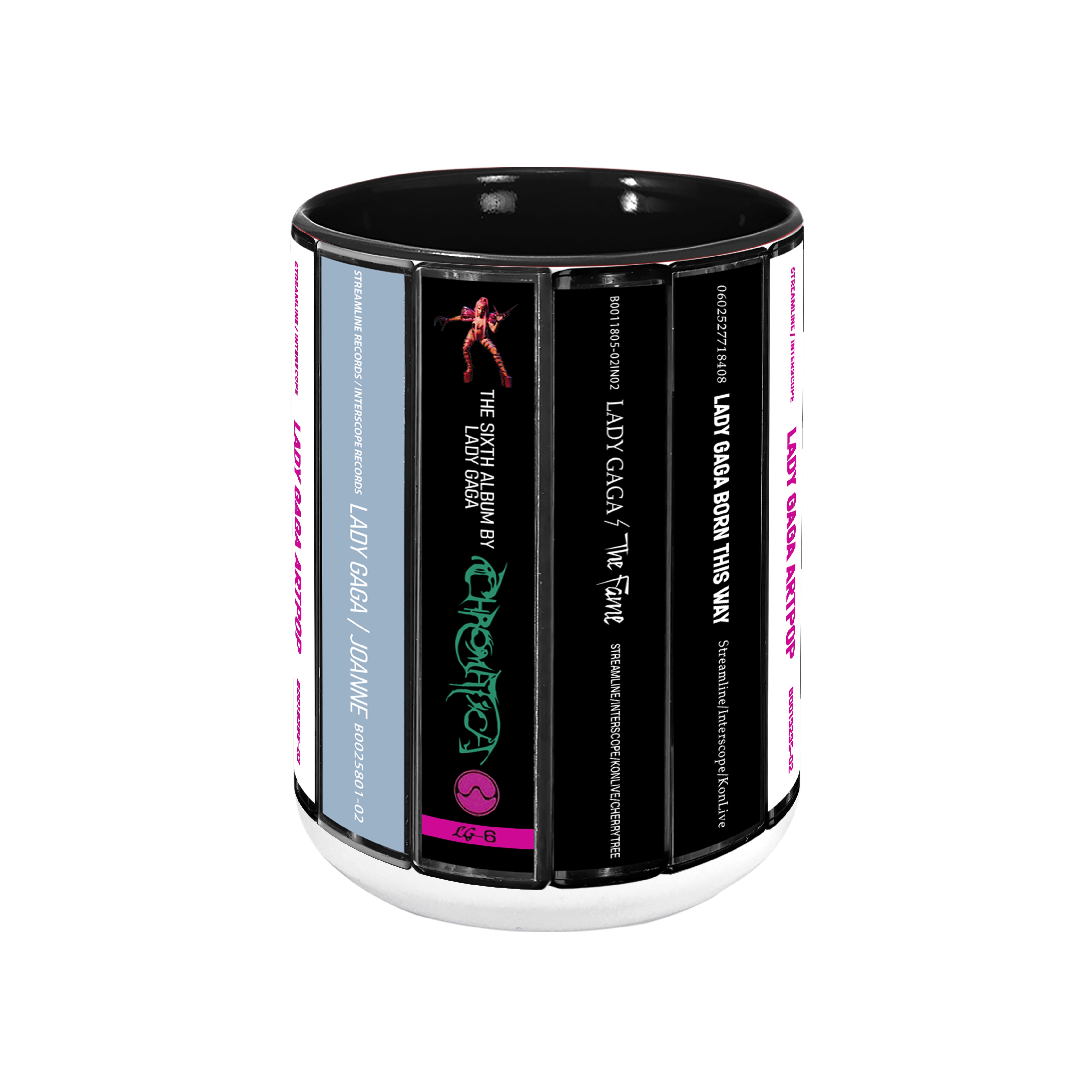 Lady Gaga Albums Cassette Collection Retro Accent Edge-to-Edge Printed Mug