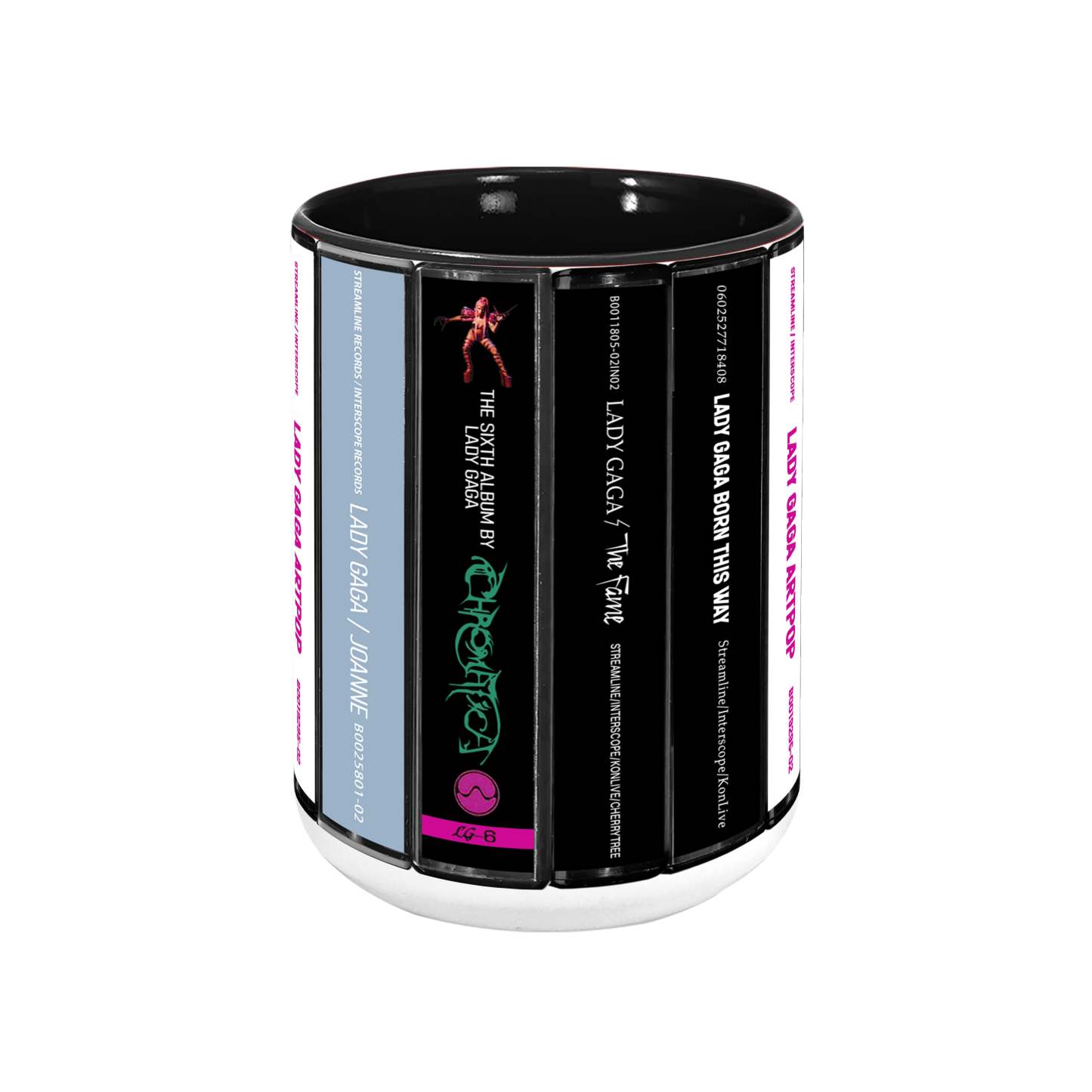 Lady Gaga Albums Cassette Collection Retro Accent Edge-to-Edge Printed Mug