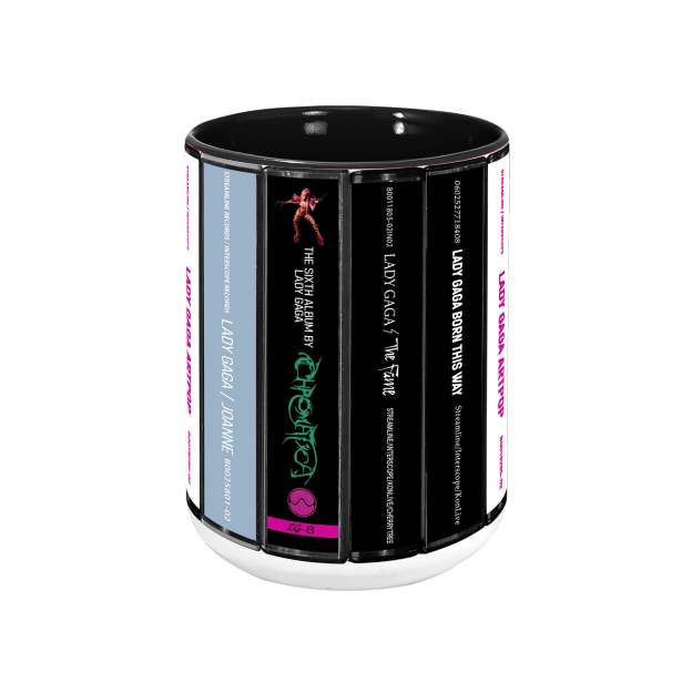 Lady Gaga Albums Cassette Collection Retro Accent Edge-to-Edge Printed Mug