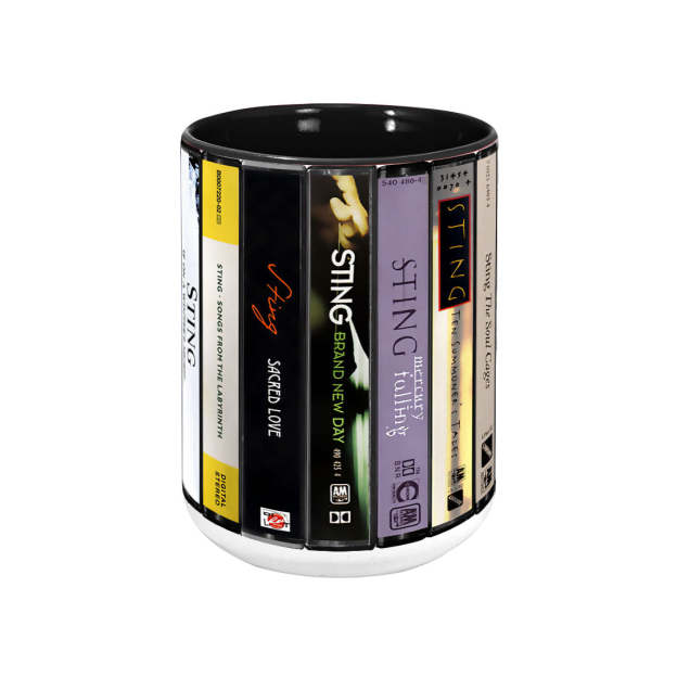 Sting Albums Cassette Collection Retro Accent Edge-to-Edge Printed Mug