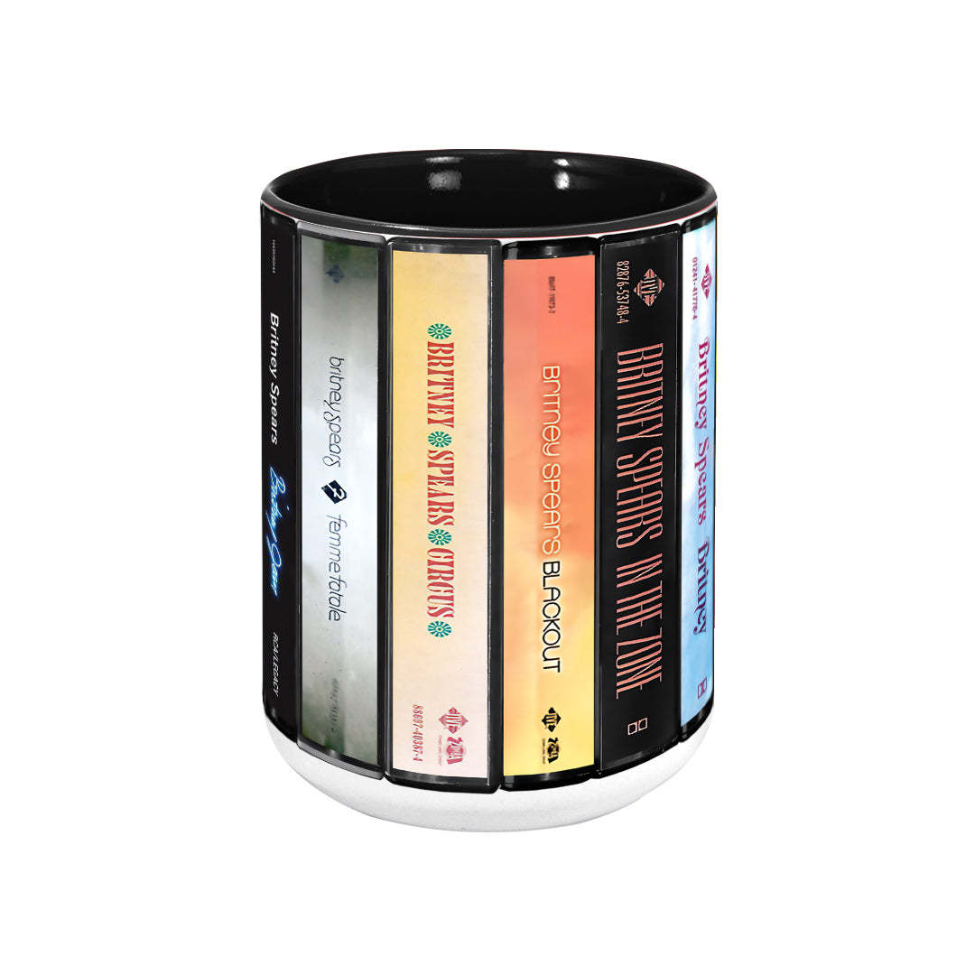 Britney Spears Albums Cassette Collection Retro Accent Edge-to-Edge Printed Mug