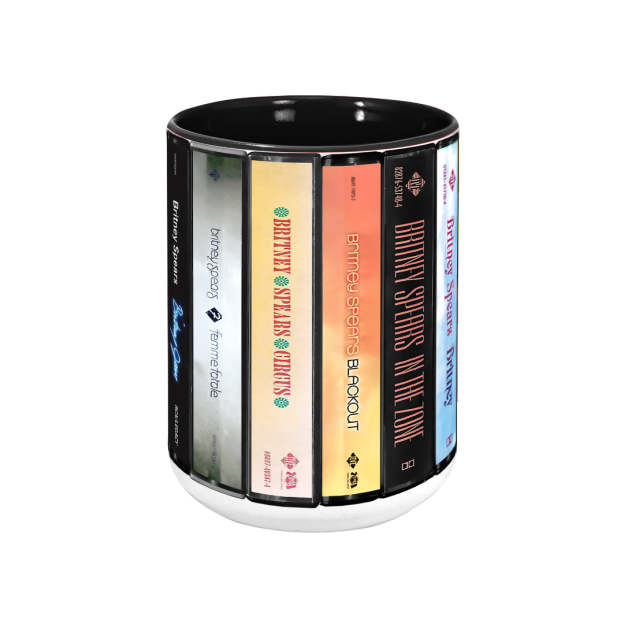 Britney Spears Albums Cassette Collection Retro Accent Edge-to-Edge Printed Mug