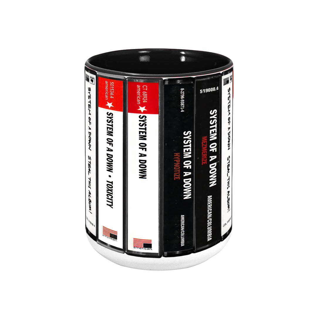 System Of A Down Albums Cassette Collection Retro Accent Edge-to-Edge Printed Mug