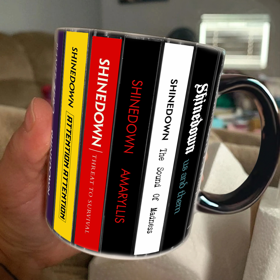 Shinedown Albums Cassette Collection Retro Accent Edge-to-Edge Printed Mug