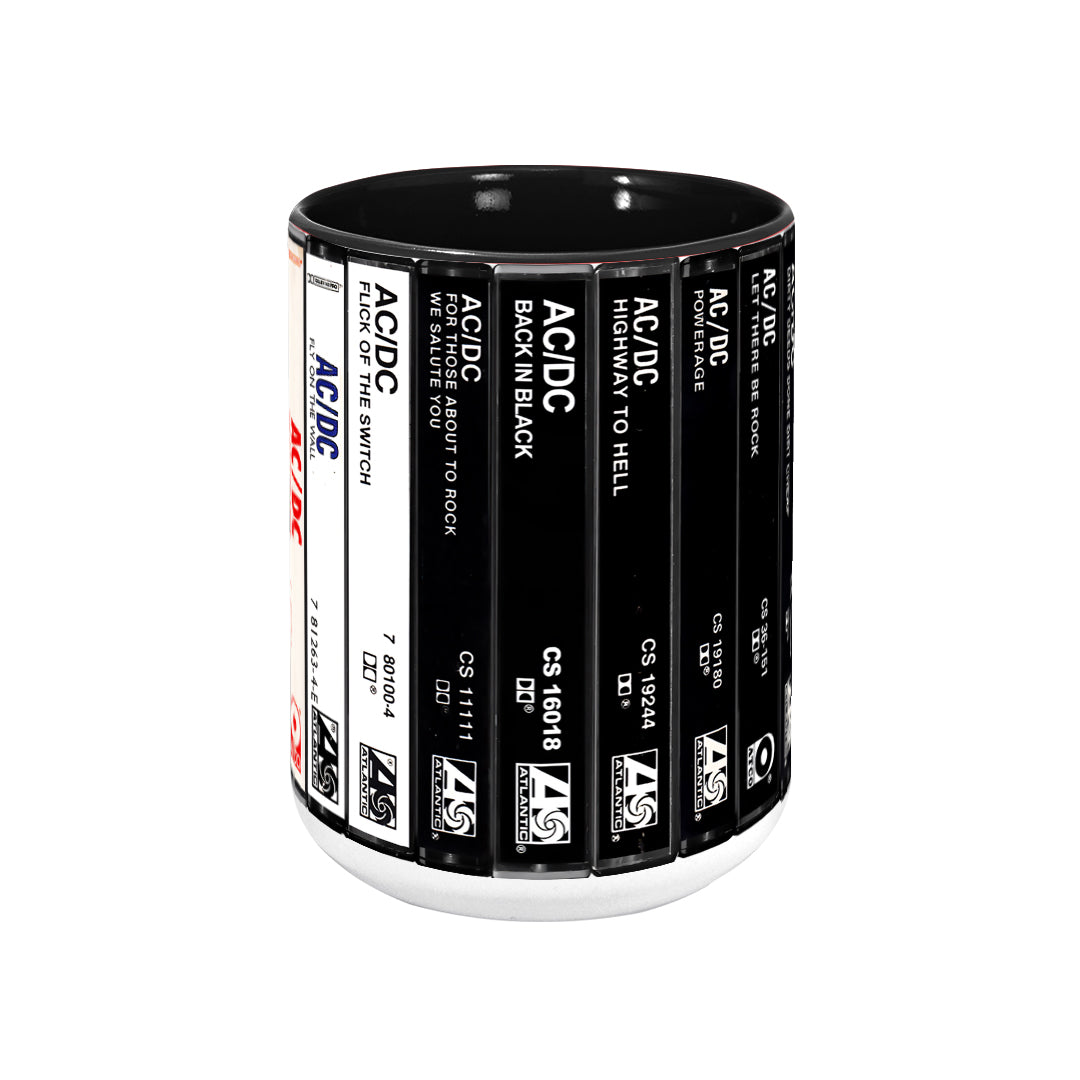 AC/DC Albums Cassette Collection Retro Accent Edge-to-Edge Printed Mug