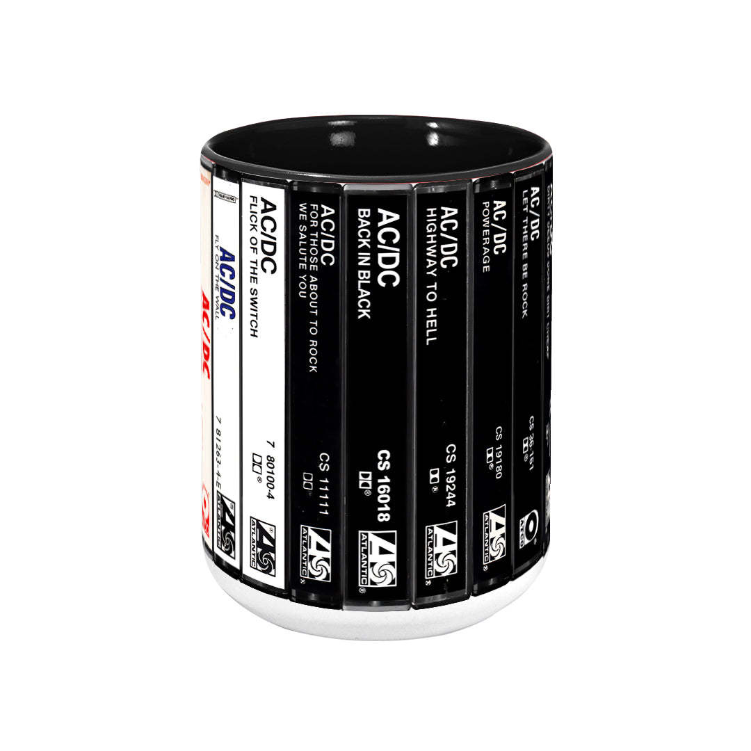 AC/DC Albums Cassette Collection Retro Accent Edge-to-Edge Printed Mug