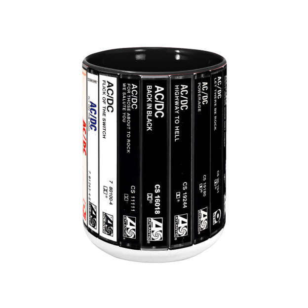 AC/DC Albums Cassette Collection Retro Accent Edge-to-Edge Printed Mug