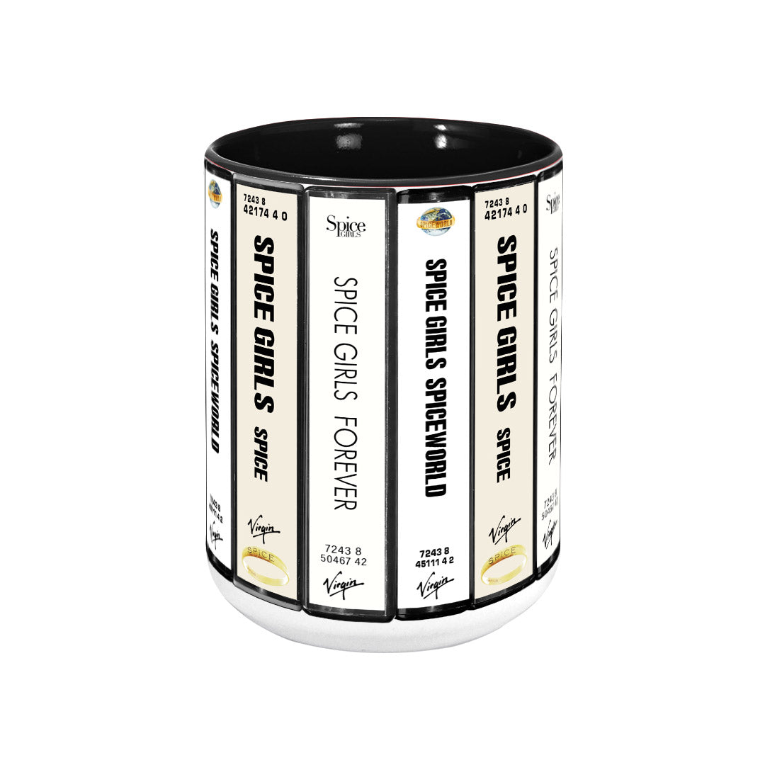 Spice Girls Albums Cassette Collection Retro Accent Edge-to-Edge Printed Mug