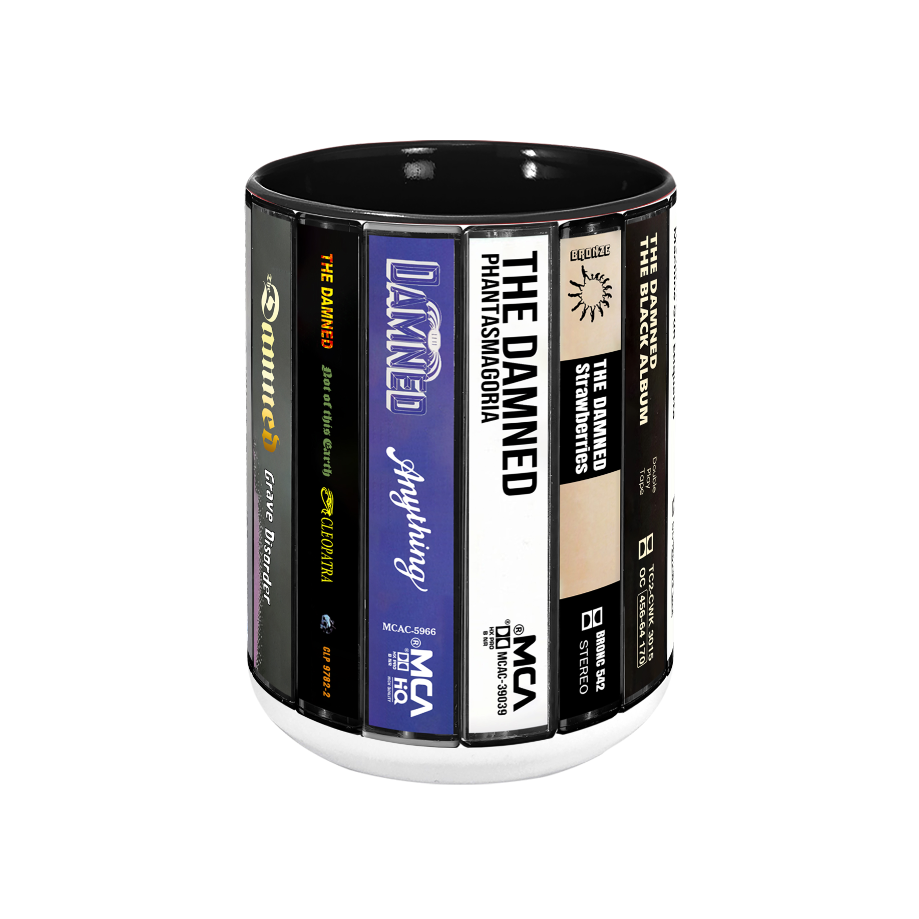 The Damned Albums Cassette Collection Retro Accent Edge-to-Edge Printed Mug