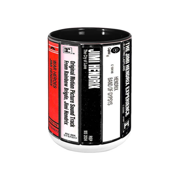 Jimi Hendrix Albums Cassette Collection Retro Accent Mug
