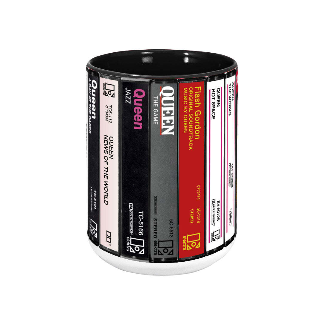 Queen Albums Cassette Collection Retro Accent Edge-to-Edge Printed Mug
