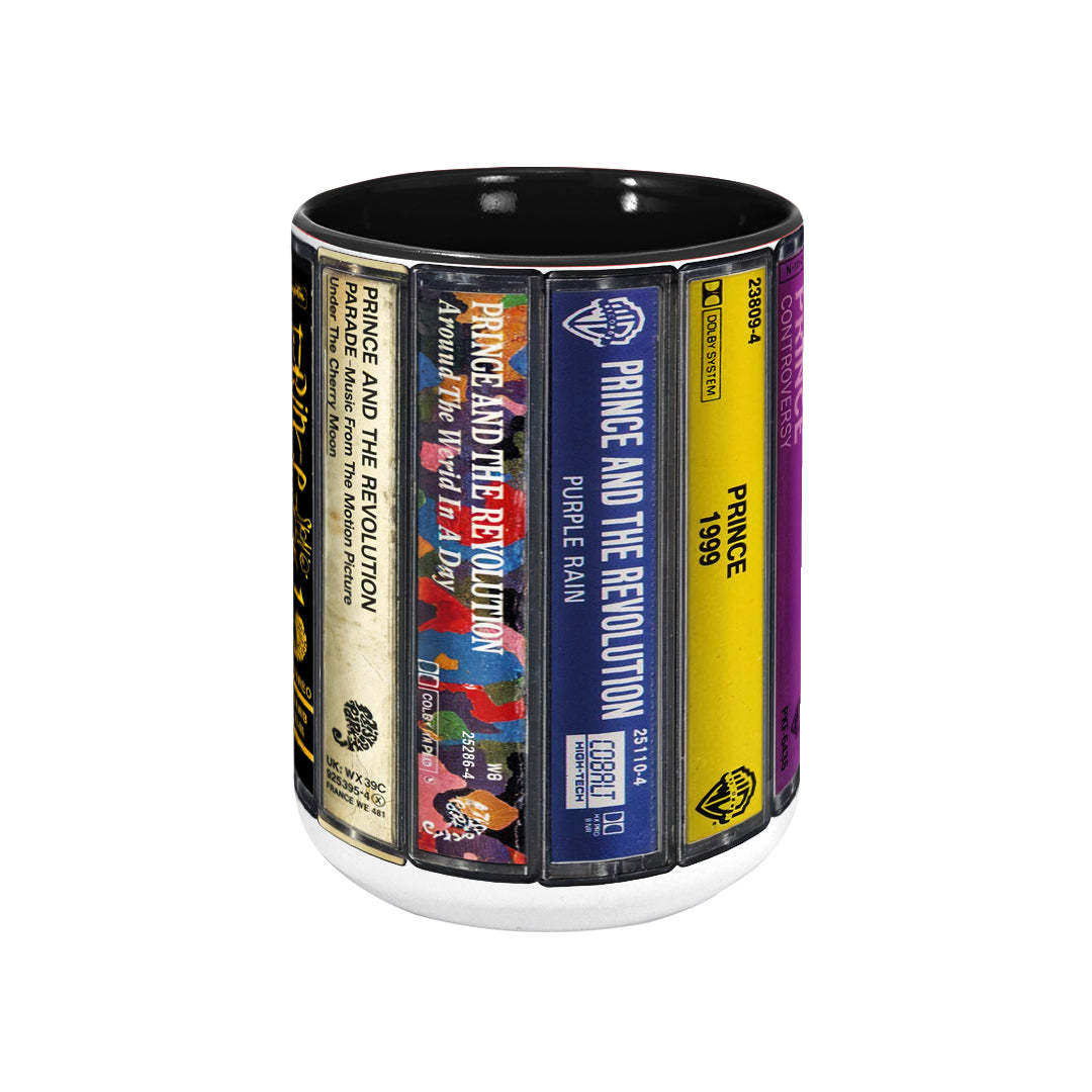 Prince Albums Cassette Collection Retro Accent Edge-to-Edge Printed Mug