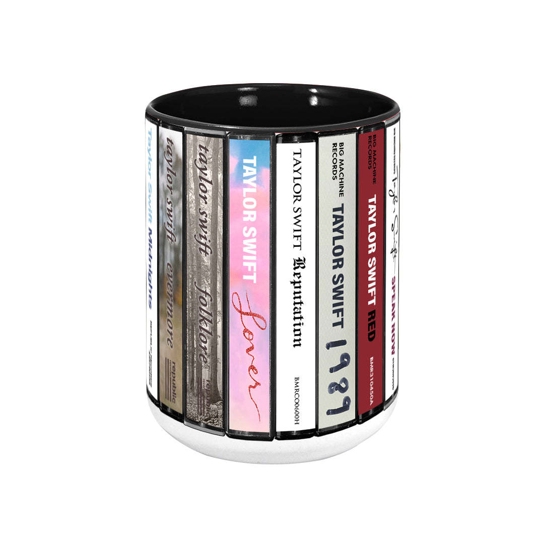 Taylor Swift Albums Cassette Collection Retro Accent Edge-to-Edge Printed Mug