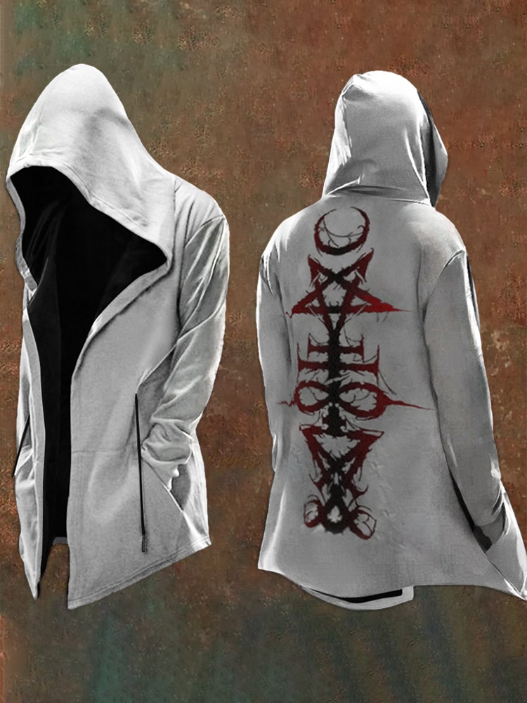 Men's Symbol Print Casual Hooded Jacket